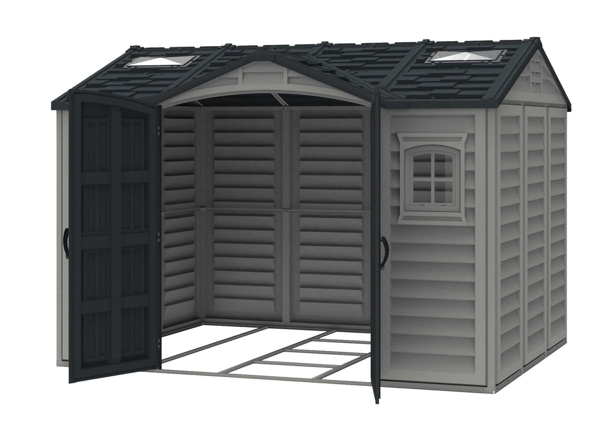 Duramax 10.5x8 Apex Pro Vinyl Shed w/ Foundation 40116