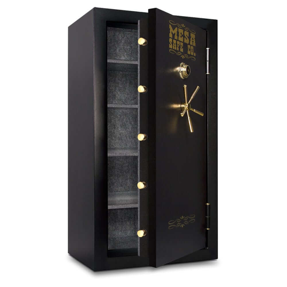 Mesa Constitution Safe MBF6032C-P with combination lock, all steel construction, and interior shelves for secure storage.