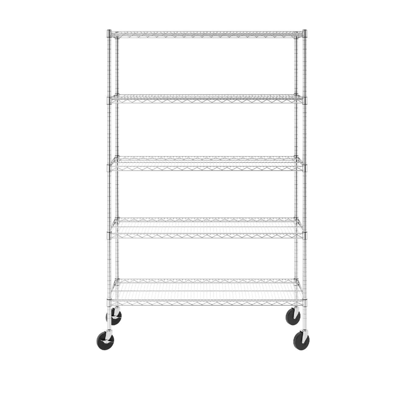 SafeRacks 18" x 48" x 72" 5-tier wire rack on wheels for versatile storage and organization