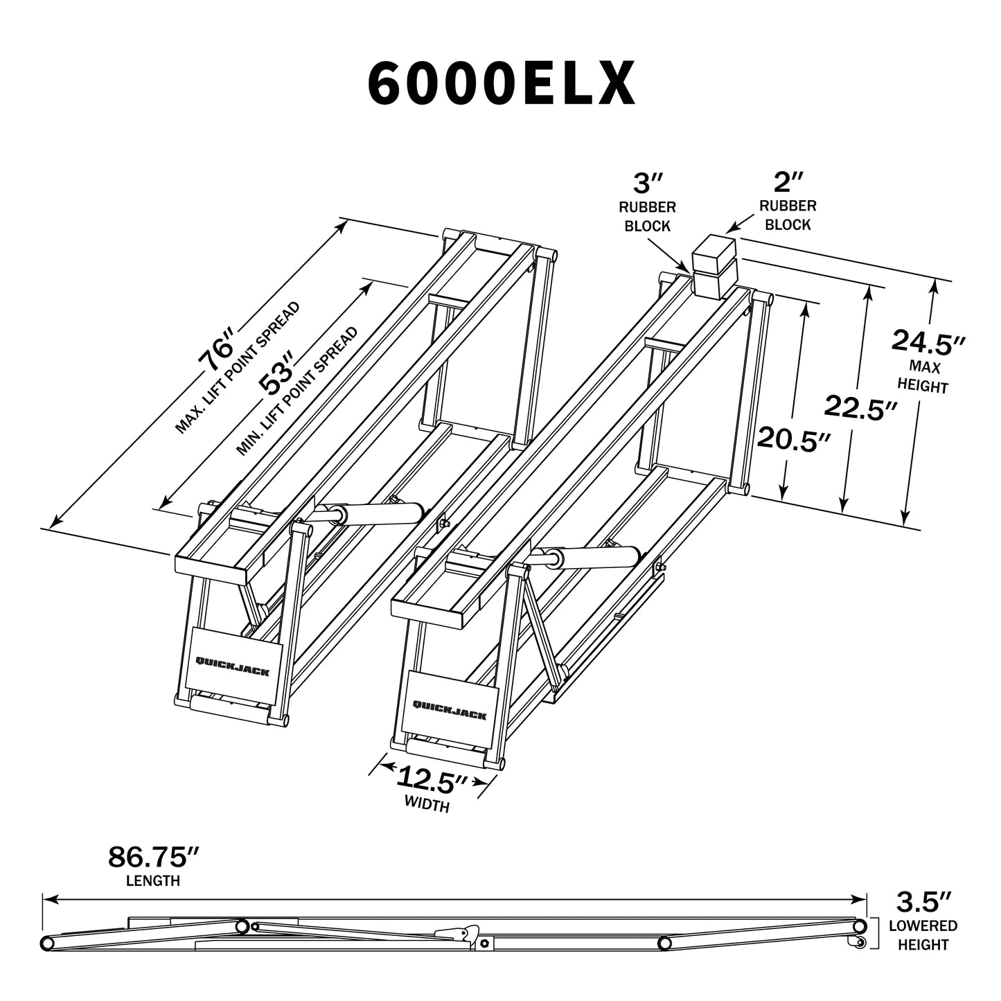 QuickJack 6000ELX Extended-Width Portable EV Car Lift 5175650