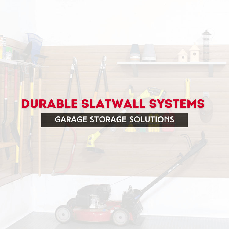 Durable slatwall systems for effective garage storage solutions with tools and equipment organized on the wall.