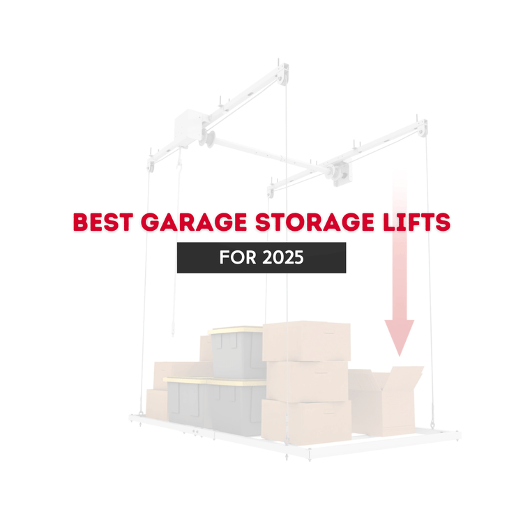 Best garage storage lifts for 2025 with boxes and lifting mechanism illustration.