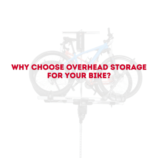 Overhead bicycle storage system showcasing efficiency and space-saving benefits.