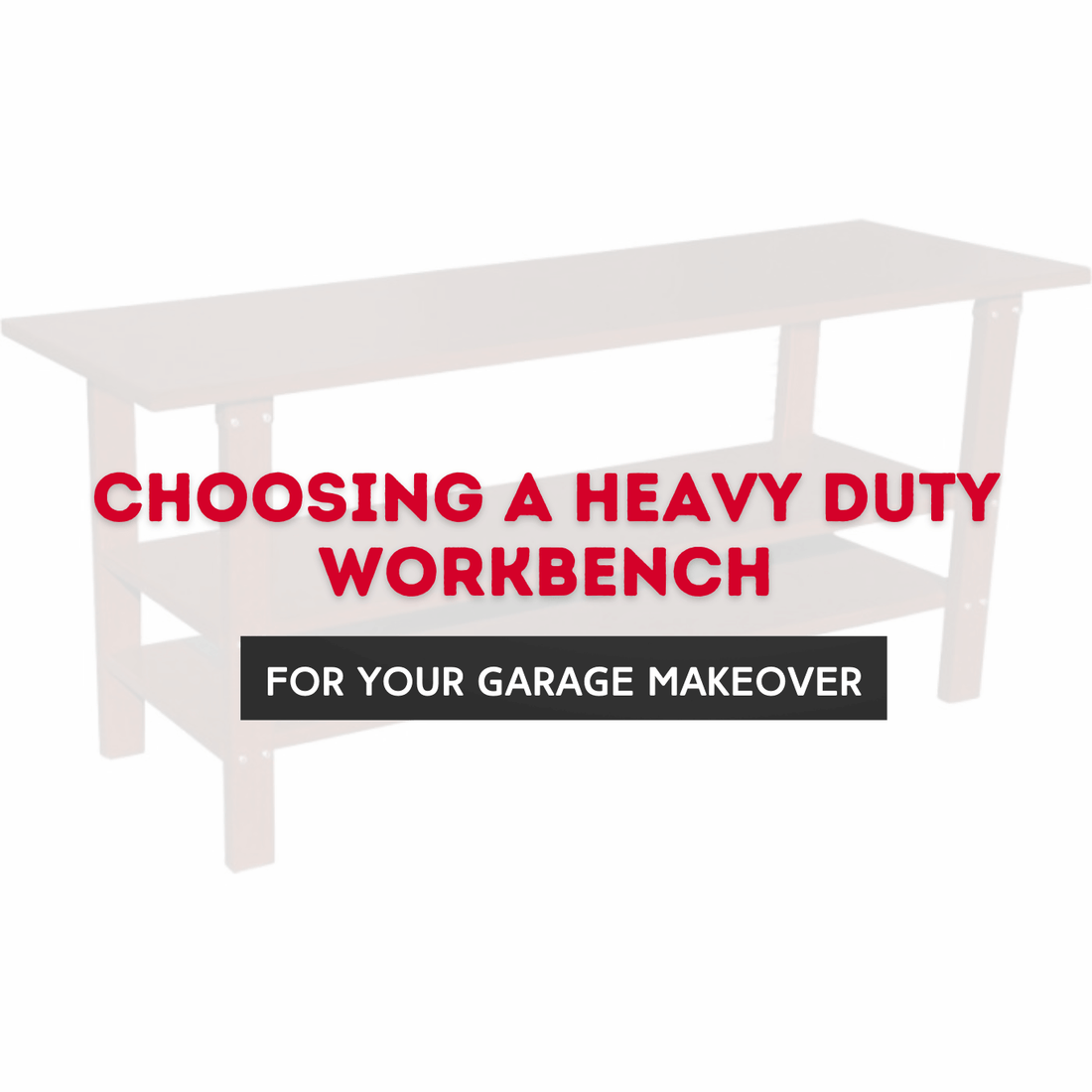 Heavy duty workbench for garage makeover with storage shelves, ideal for DIY and professional use.