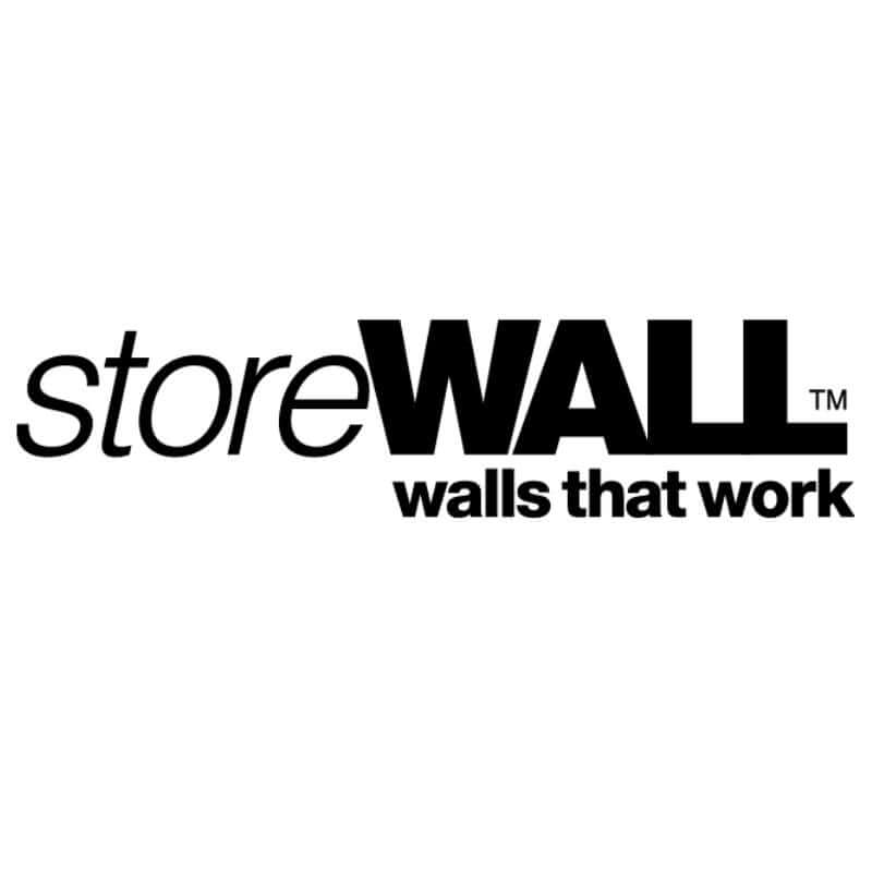 storeWALL logo with tagline 'walls that work', showcasing innovative storage solutions. 