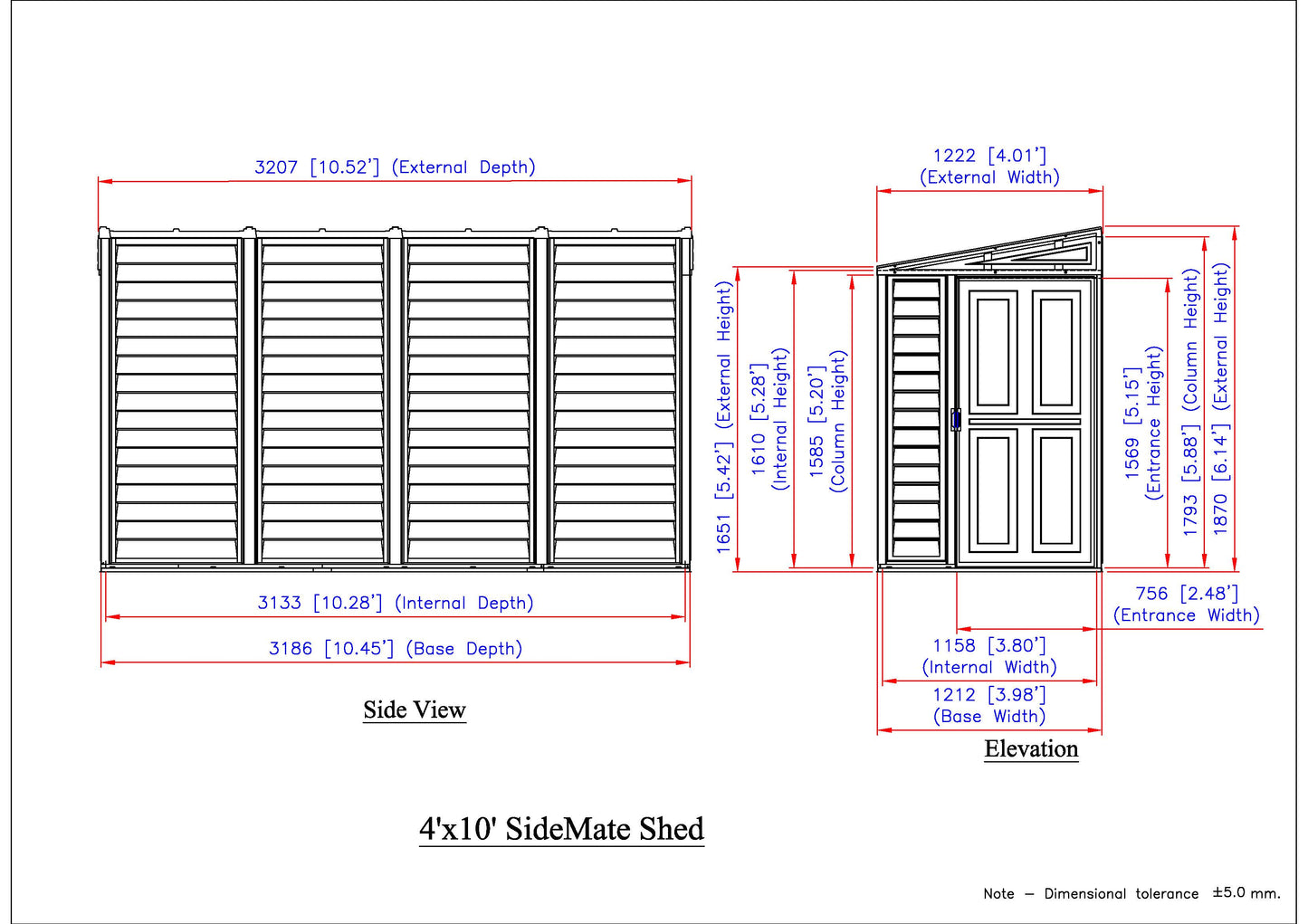 DuraMax Vinyl Shed 4x10 SideMate Plus with Foundation Kit