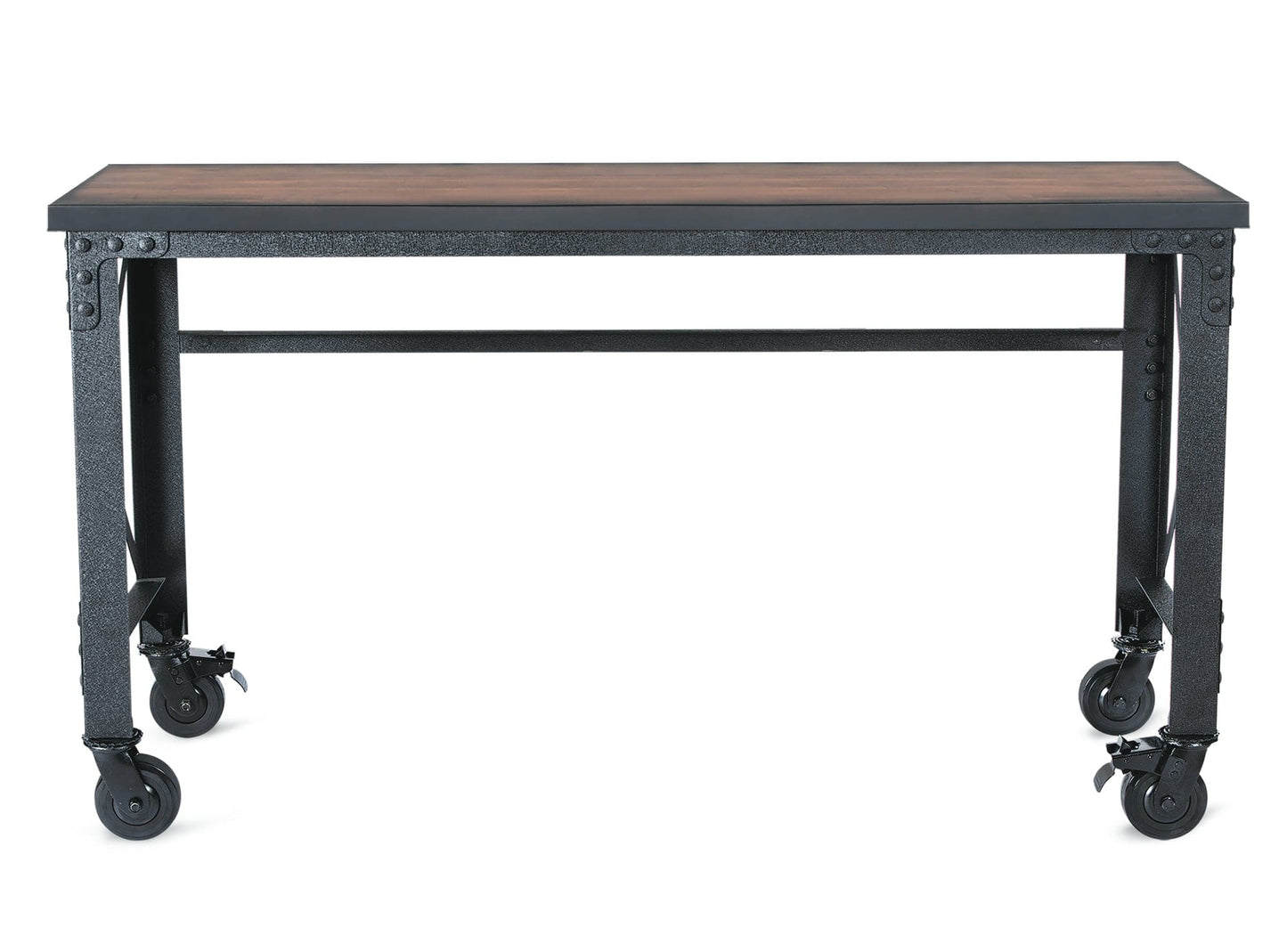 DuraMax 62 In x 24 In Rolling Industrial Worktable Desk with solid wood top