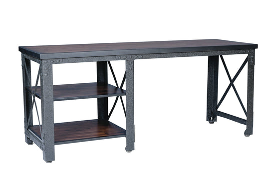 DuraMax 72 In Weston Industrial Metal & Wood desk with shelves