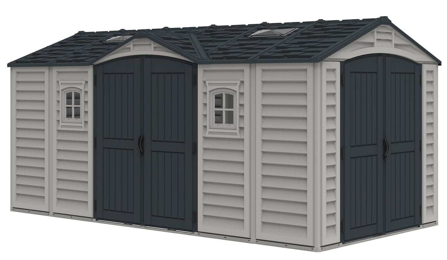 DuraMax Vinyl Shed 15 x 8 Apex Pro with Foundation Kit