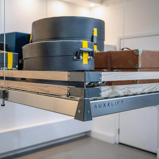 Auxx Lift showcasing storage with stylish cases; an accessory for effective organization and convenience. 