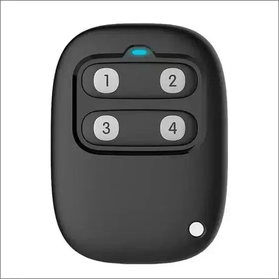 Wireless remote control for Auxx-One motorized garage storage lift with four buttons.