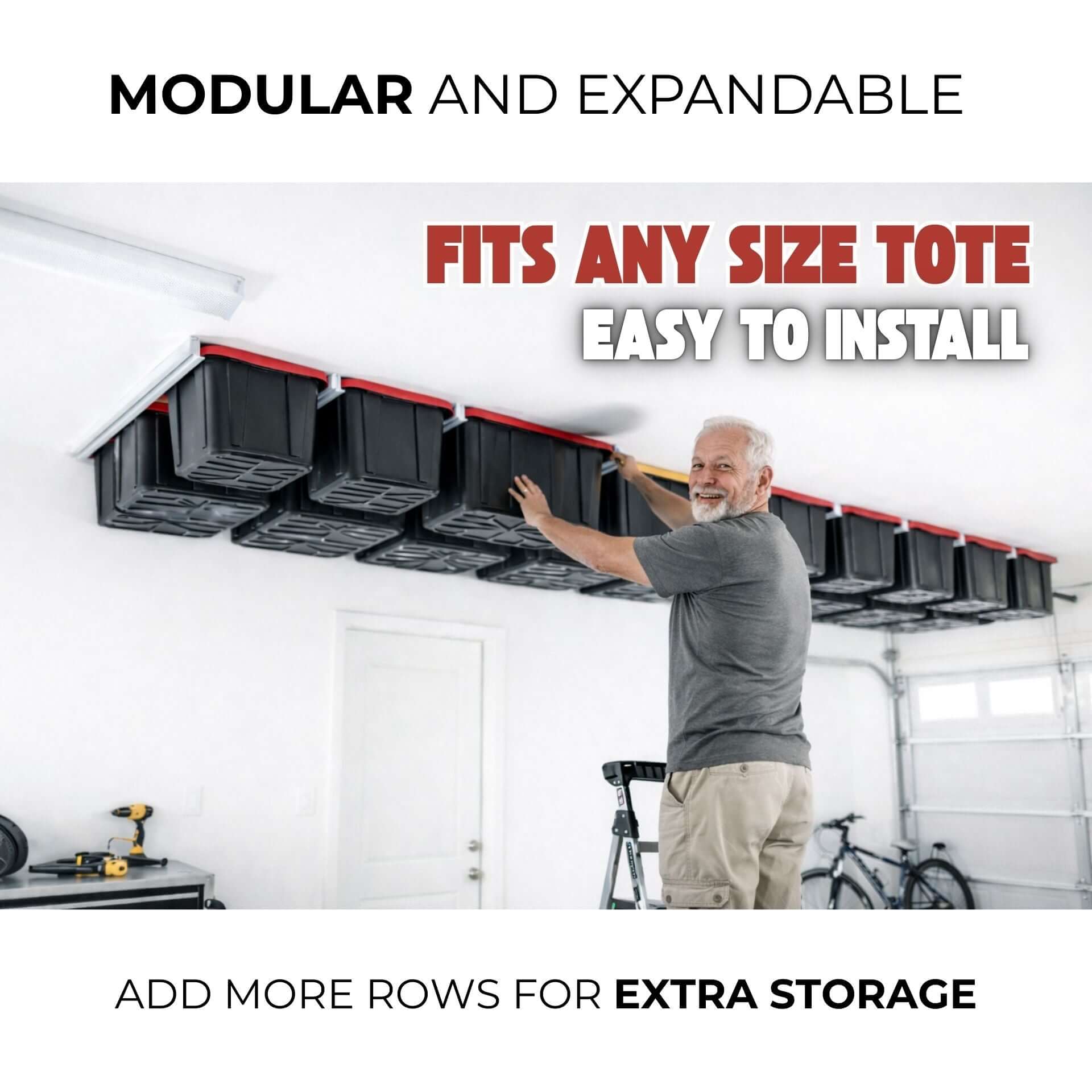 Ceiling SAM Bin-Slide Ceiling Storage Rack - Fixed