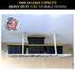 Heavy duty 4'x8' garage ceiling storage system with 1000 lb capacity, featuring black bins with yellow lids.