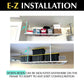 E-Z installation of garage ceiling storage with adjustable down-rods for versatile joist configuration.