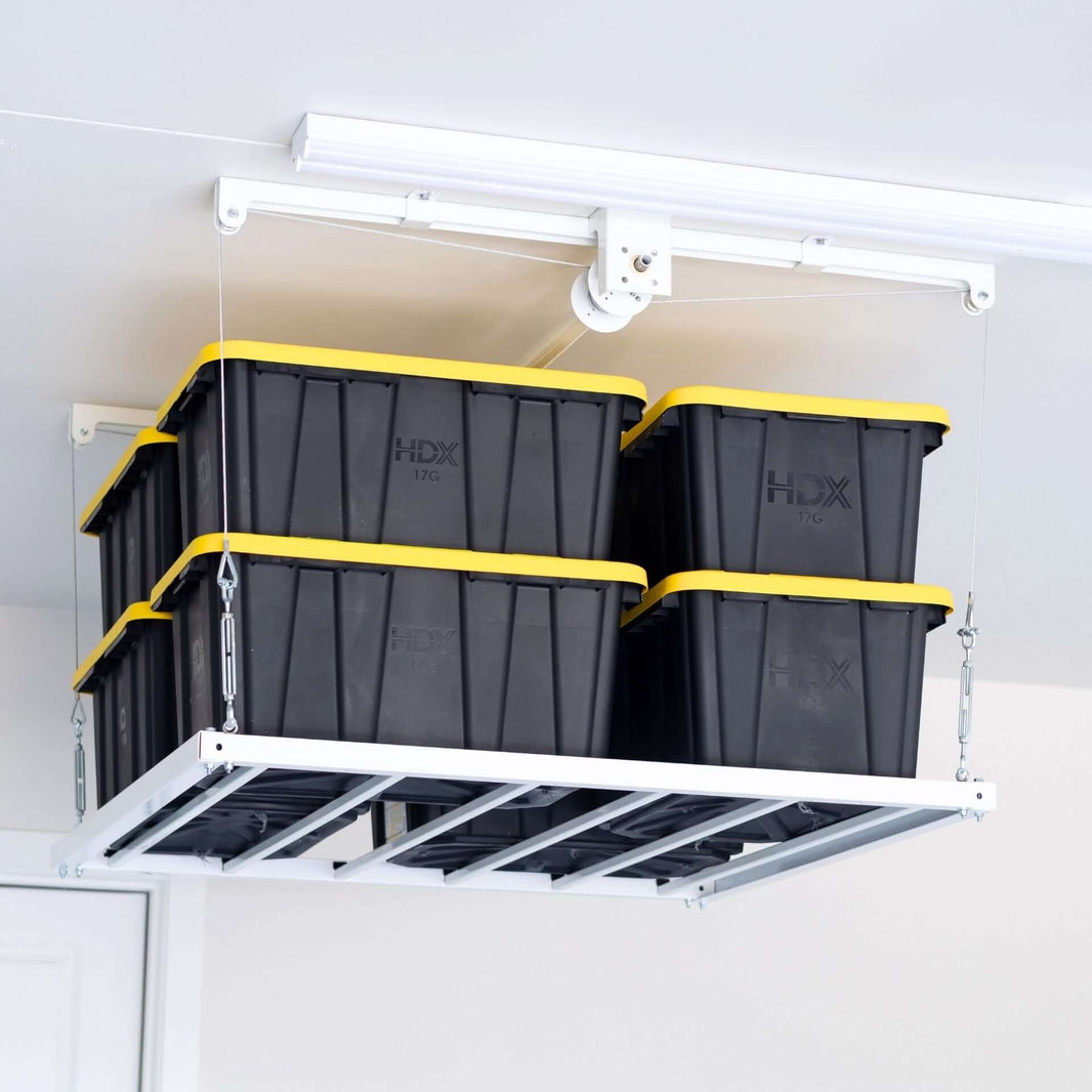 Liftable Ceiling Rack Overhead Storage | Garage Ceiling & Motorized Lift Systems