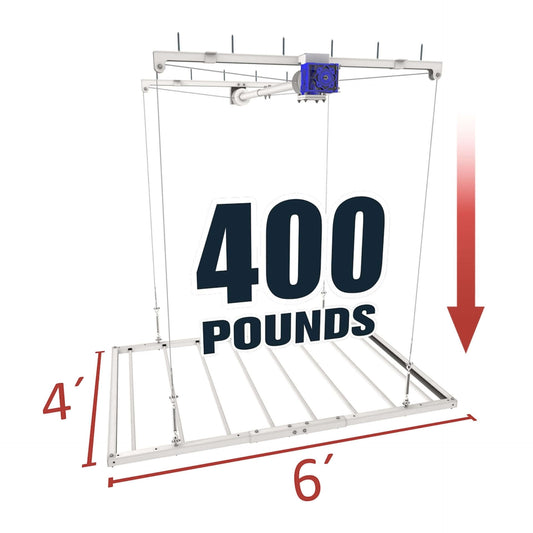 Ceiling Sam Retractable 4x6 Garage Ceiling Storage Lift with 400 lb capacity and retractable design 