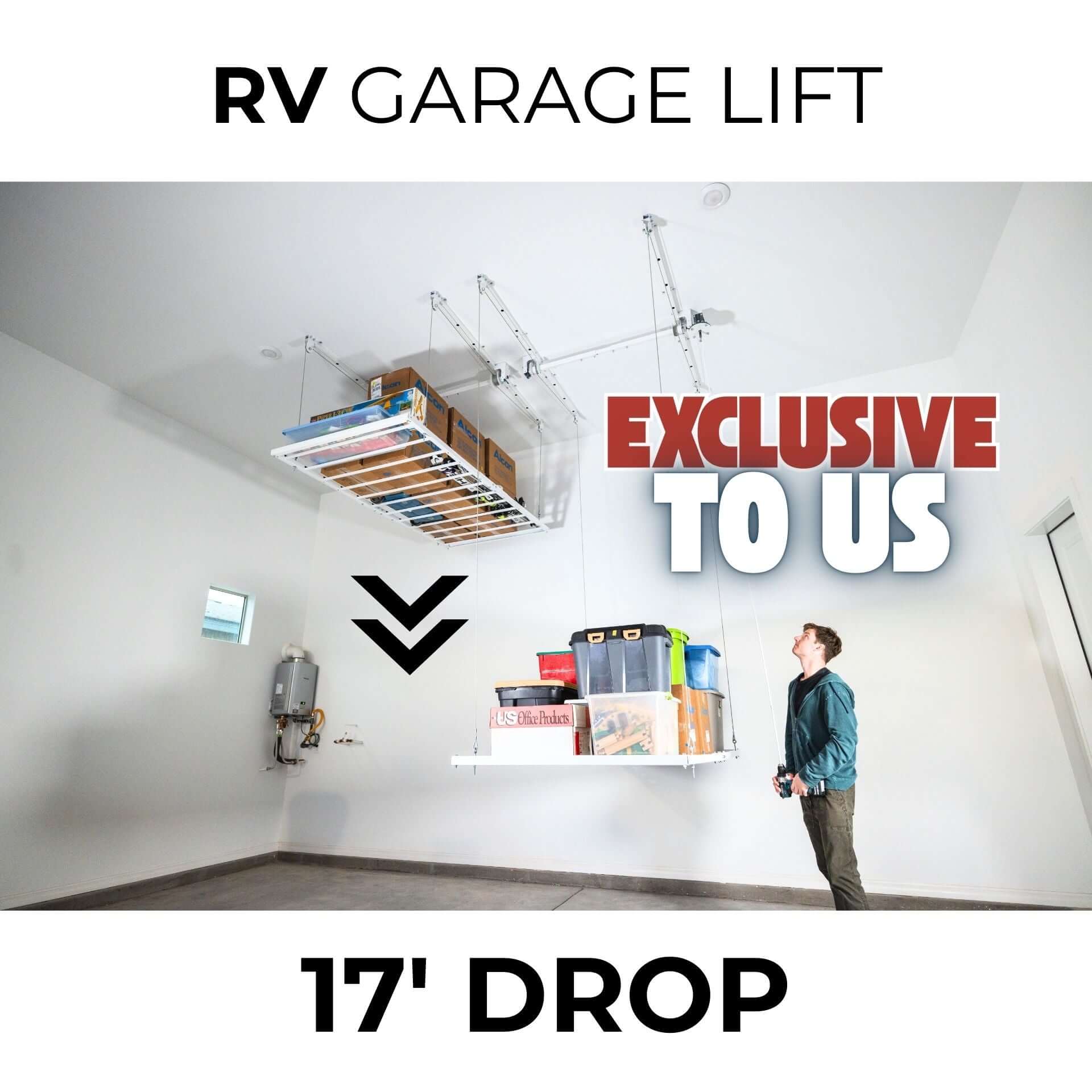 Ceiling Sam Retractable 4x8 Garage Ceiling Storage Lift