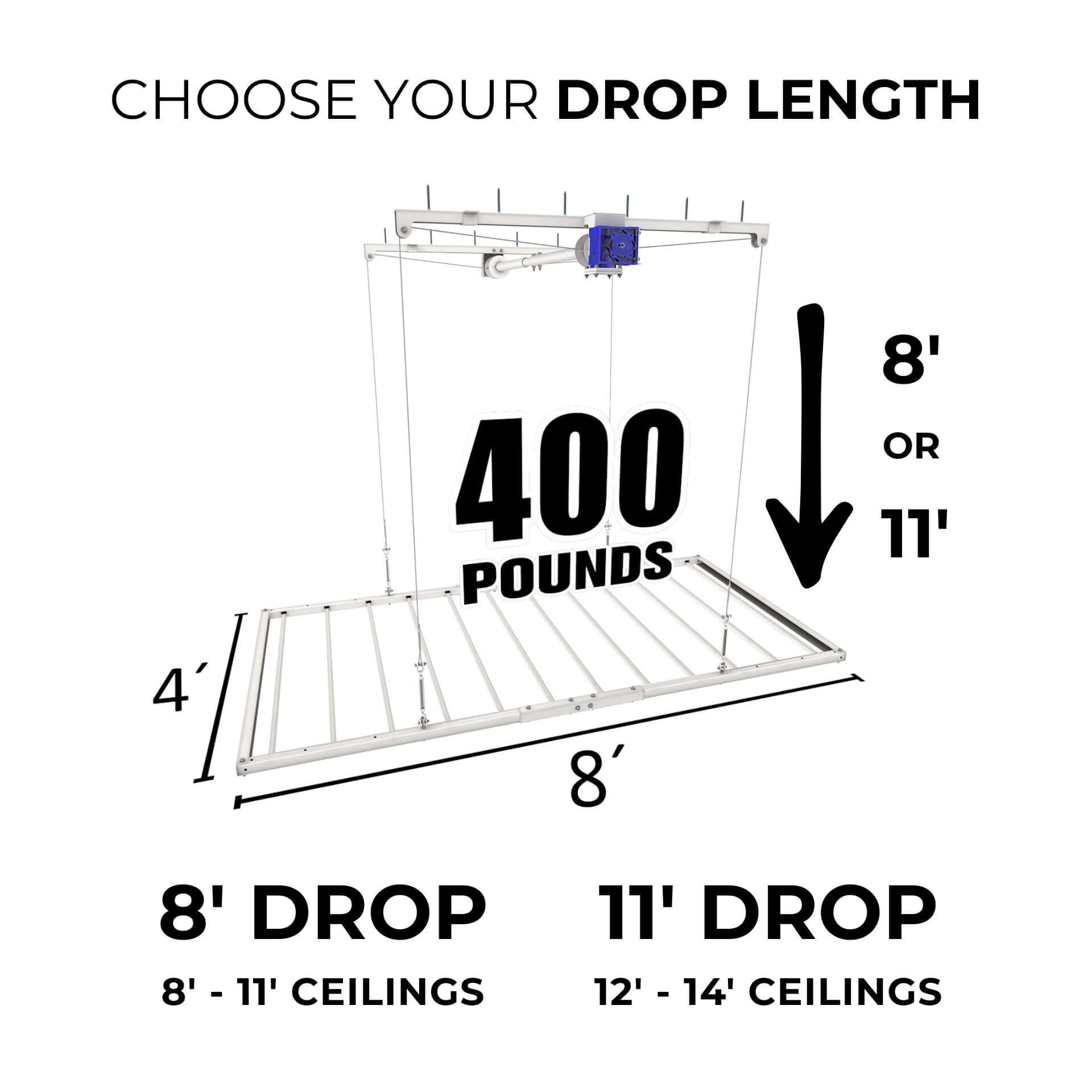 Ceiling Sam Retractable 4x8 Garage Ceiling Storage Lift