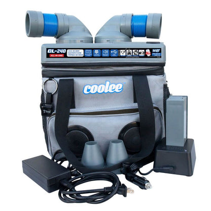 Cool Boss CL-240 Coolee 3-in-1 air cooler, ice-chest, Bluetooth player, compact and portable design.