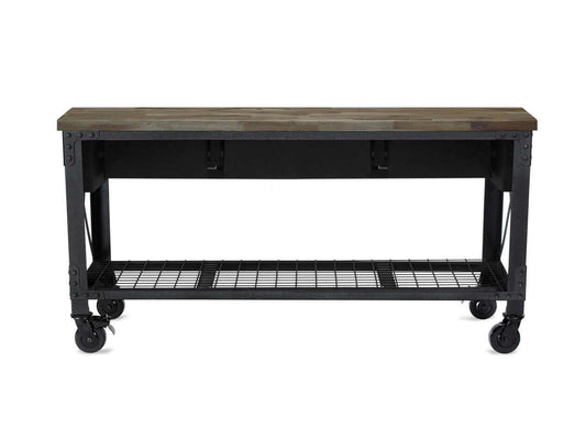Duramax 72 In x 24 In 3-Drawer Rolling Industrial Workbench w/ Wood Top - Aged Macadamia 68001M