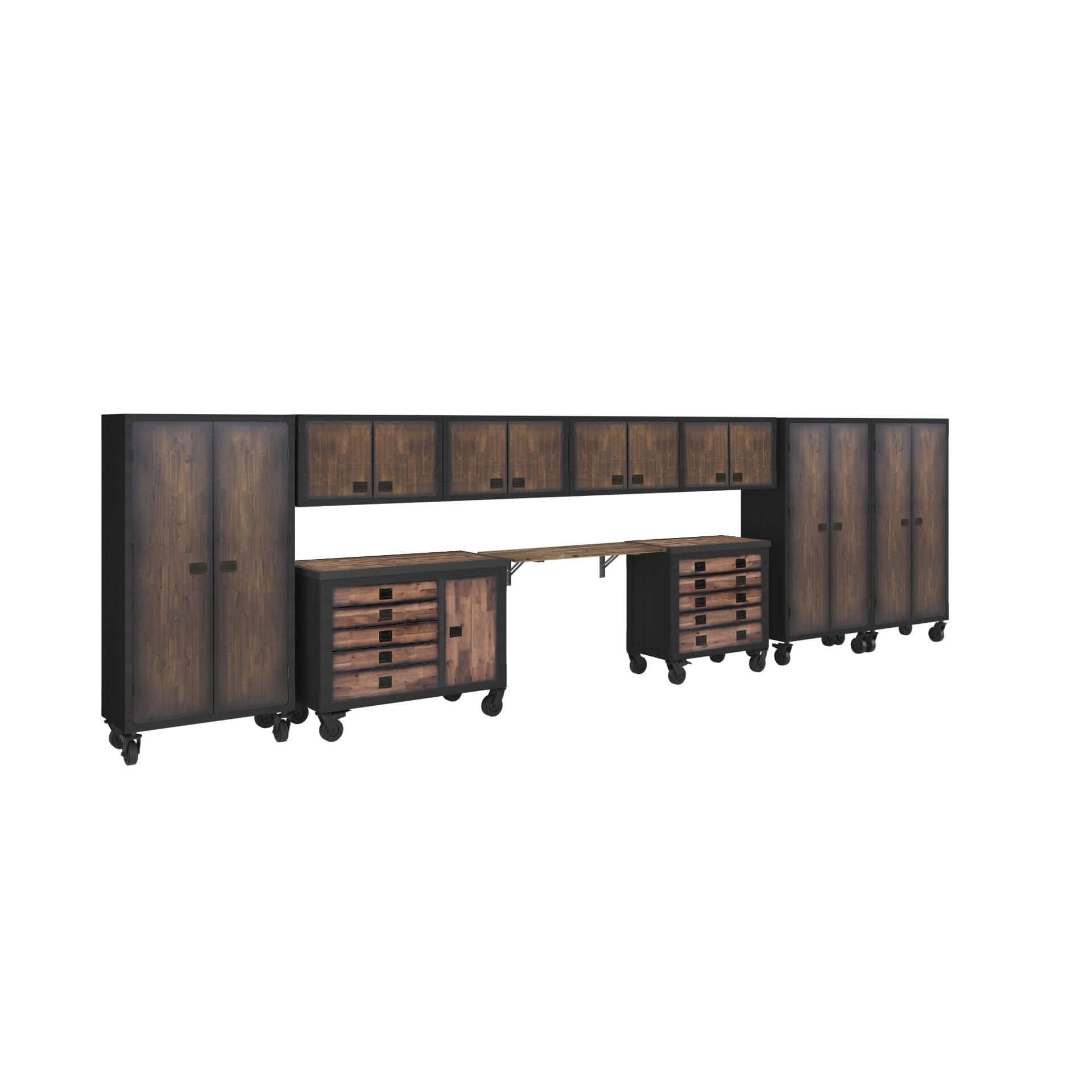 Duramax 10 Piece-Garage Storage Combo Set w/ Tool Chests, Wall Cabinets, Free Standing Cabinets and Folding Table 10P148TC136TC4WC3FC