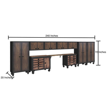 Duramax 10 Piece-Garage Storage Combo Set w/ Tool Chests, Wall Cabinets, Free Standing Cabinets and Folding Table 10P148TC136TC4WC3FC with dimensions