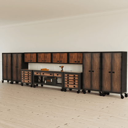 Duramax 11-Piece Garage Storage Combo Set w/ Workbench, Tool Chests, Wall Cabinets and Free Standing Cabinets 11P1WB2TC4WC4FC