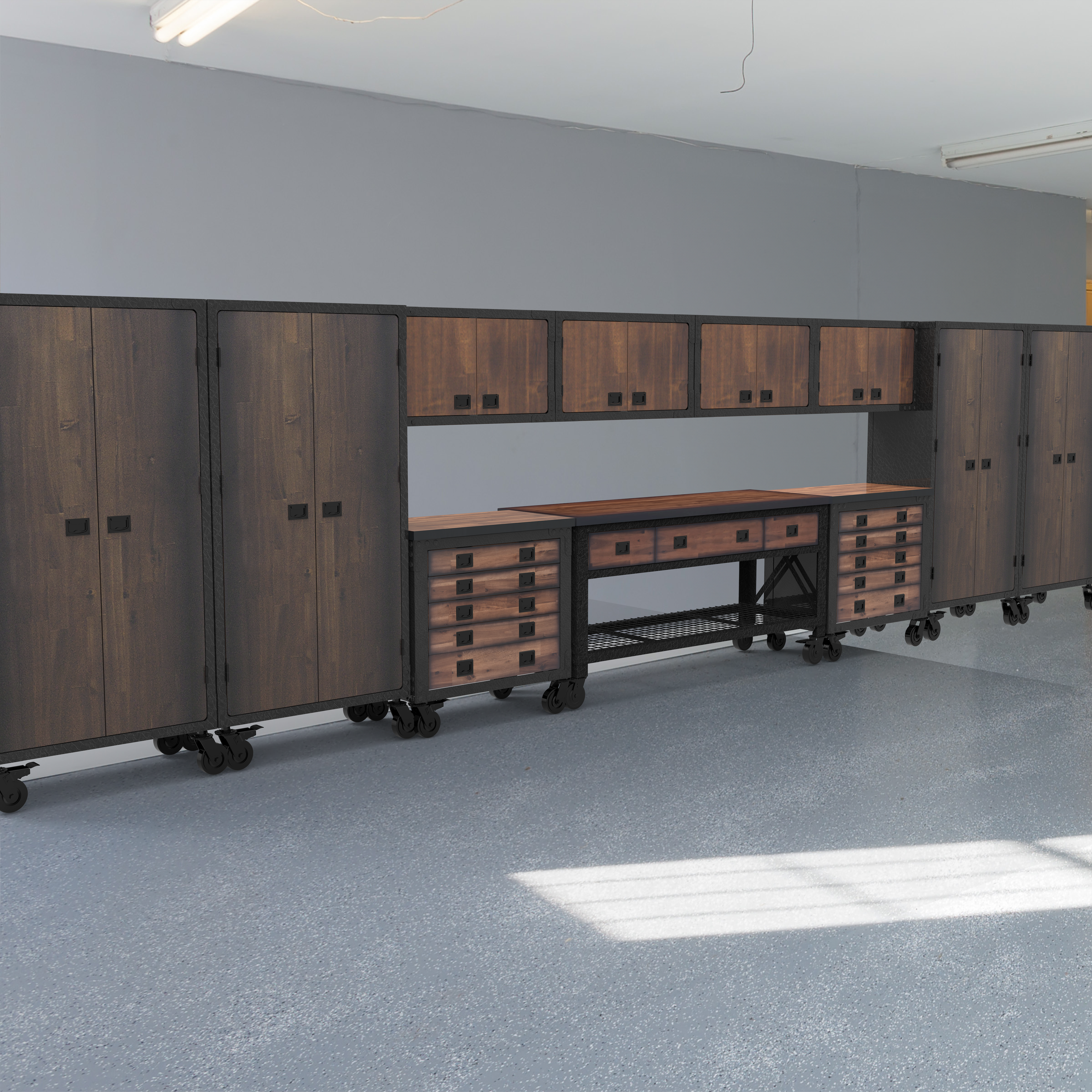 Duramax 11-Piece Garage Storage Combo Set w/ Workbench, Tool Chests, Wall Cabinets and Free Standing Cabinets 11P1WB2TC4WC4FC