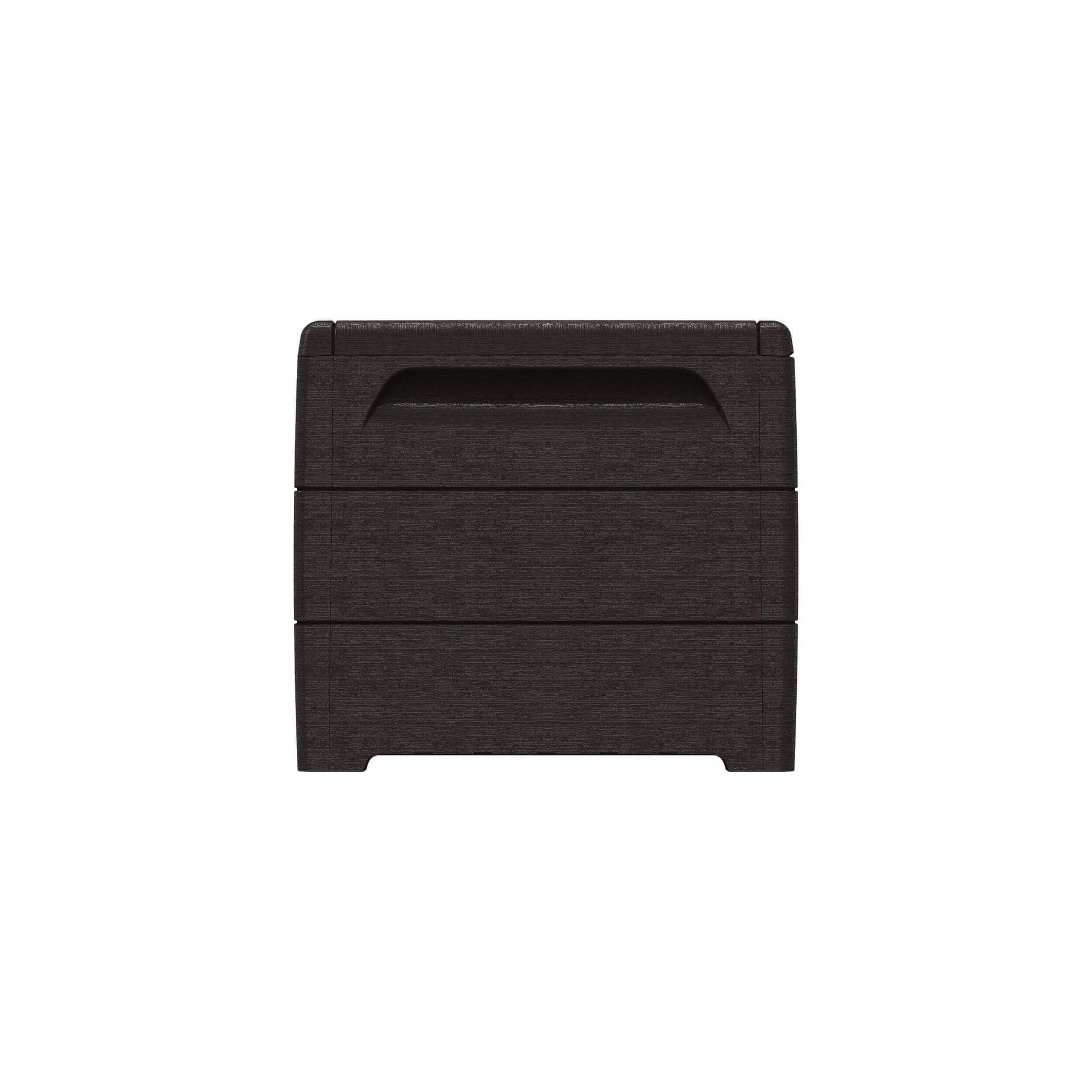 Duramax 110 Gal. Cedar Grain Deck Box in Brown, stylish outdoor storage solution.