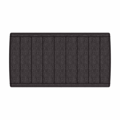 Duramax 110 Gal. Cedar Grain Deck Box in gray, featuring a stylish design with premium fire-resistant plastic.