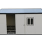 Duramax 13x10 flat roof insulated building with double doors and window, perfect for storage and work areas.