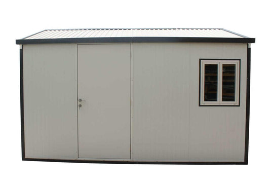 Duramax 13x10 Gable Roof Insulated Building 30932 side view with door and window 