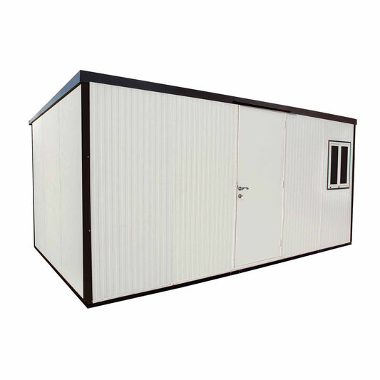 Duramax 16x10 flat roof insulated building with durable galvanized steel exterior and side window. 