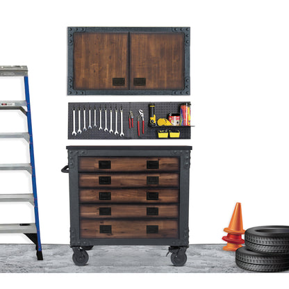 Duramax 2-Piece Garage Storage Combo Set w/ Tool Chest and Cabinet Combo 2TCWC with tool organization and ladder.