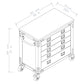 Duramax 36" 5 Drawer Rolling Tool Chest dimensions drawing with measurements in cm and inches.