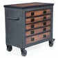 Duramax 36-inch 5 drawer rolling tool chest with wood top and industrial design on wheels.