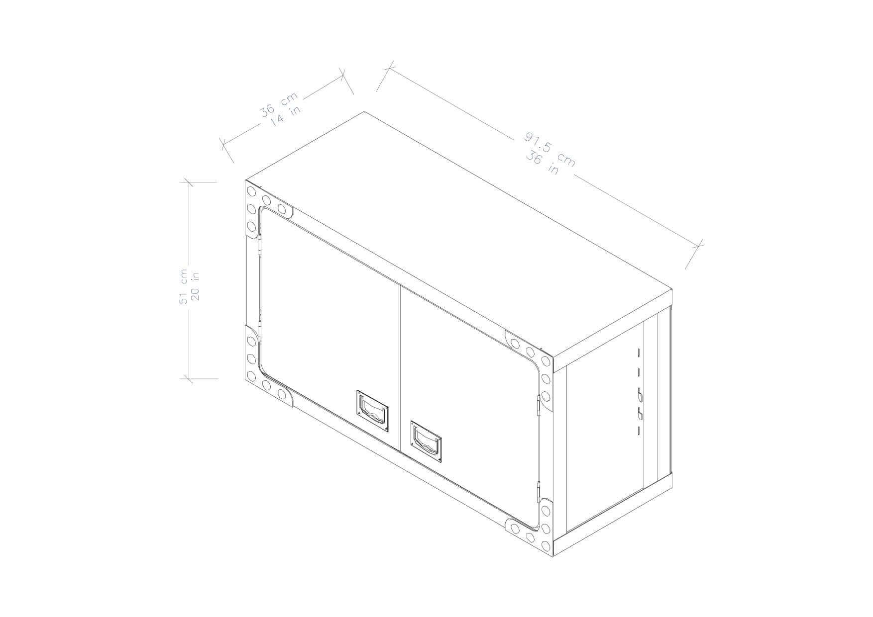 Duramax 36 In Industrial Wall Cabinet 68030 technical drawing with dimensions for easy reference.