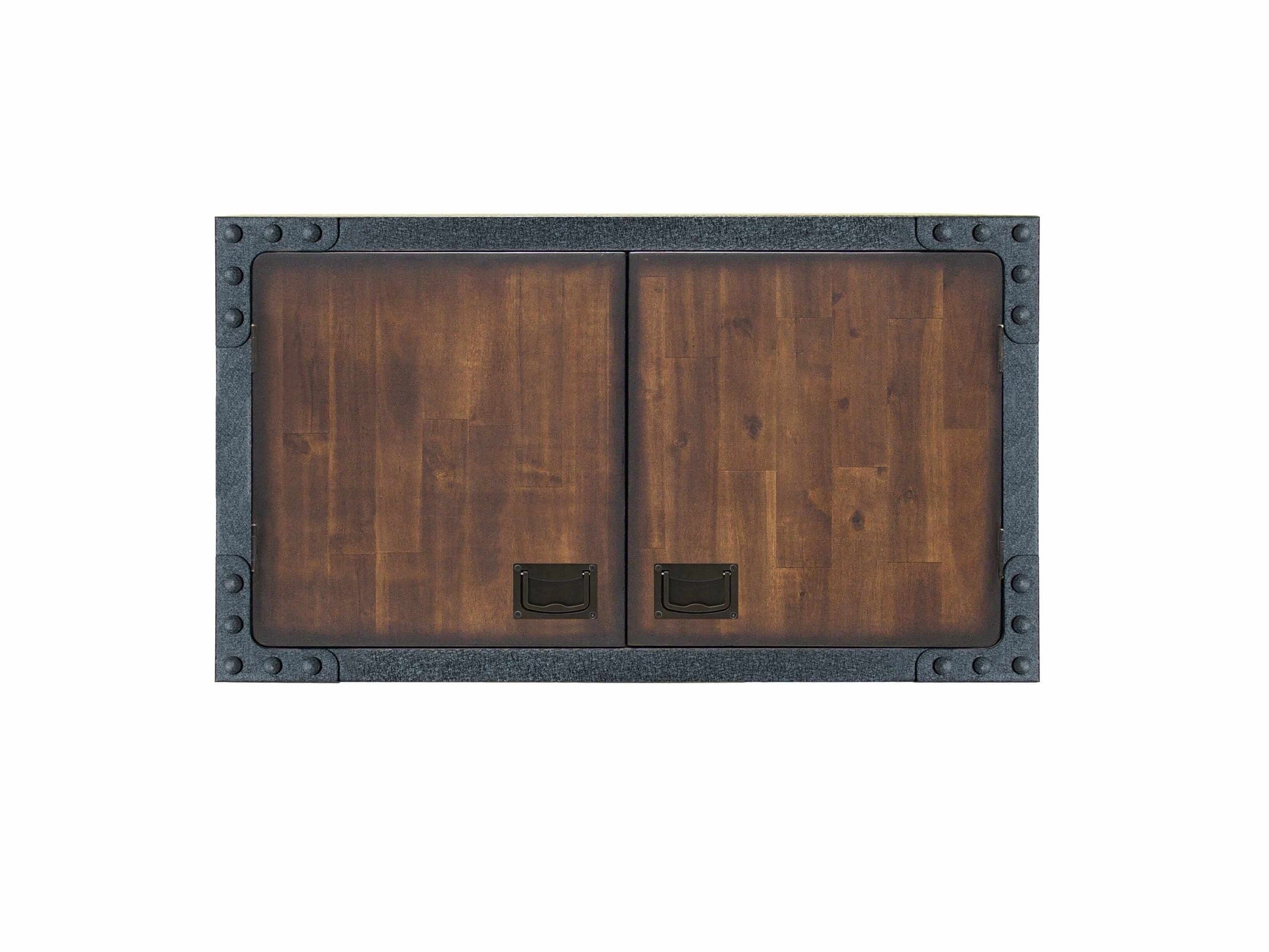 Duramax 36 In Industrial Wall Cabinet 68030 with wooden doors and metal frame, ideal for workspace storage.