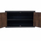 Open Duramax 36 In Industrial Wall Cabinet 68030 showcasing two shelves and a dark wooden interior.