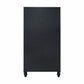 Duramax 36" x 72" industrial cabinet on wheels in black color, perfect for storage in garage or workspace.