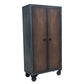 Duramax 36" x 72" Industrial Cabinet on wheels, with a sturdy metal frame and rustic wooden doors.