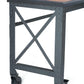 Duramax 46 In x 24 In Rolling Industrial Worktable with dark wood top and sturdy metal frame on caster wheels.