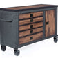 Duramax 48" Rolling Tool Chest with 5 drawers and wood top, ideal for garage or workshop storage.