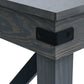 Close-up of Duramax 48 In Felix Wood Desk corner showing sleek design and metal bracket detail.