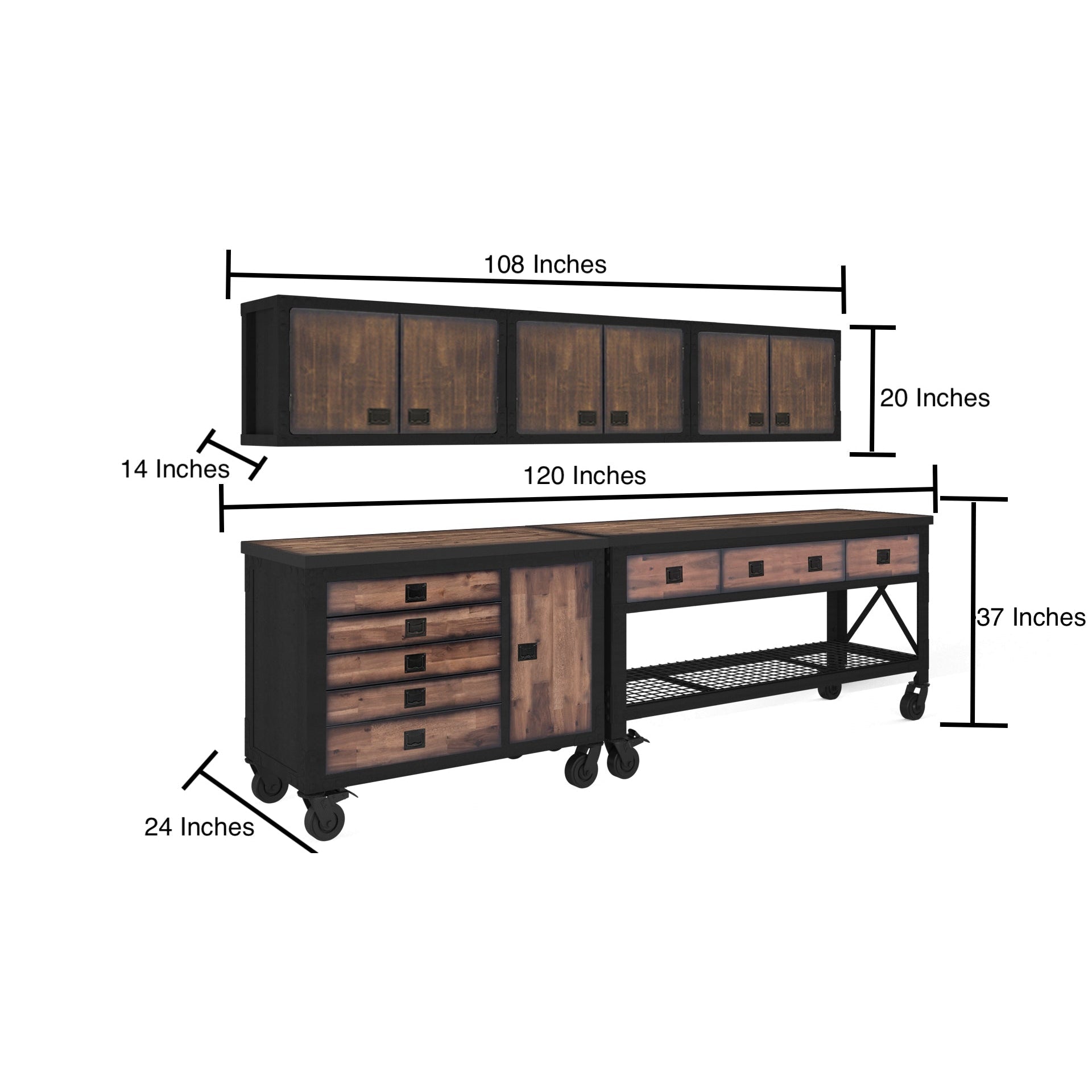 Duramax 5-Piece Garage Storage Combo Set w/ Workbench, Tool Chest and Wall Cabinets 5PWBTC3WC