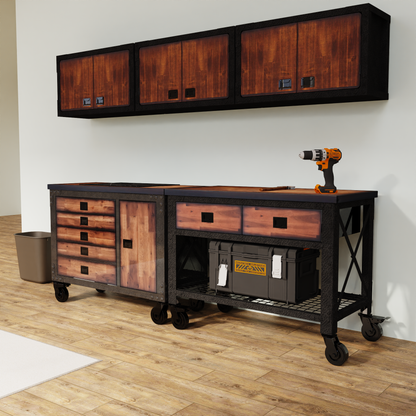 Duramax 5-Piece Garage Storage Combo Set w/ Workbench, Tool Chest and Wall Cabinets 5WBTC3WC featuring industrial design.