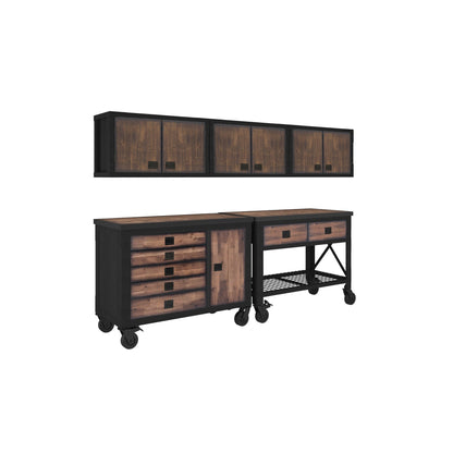 Duramax 5-Piece Garage Storage Combo Set w/ Workbench, Tool Chest and Wall Cabinets 5WBTC3WC in stylish industrial design.