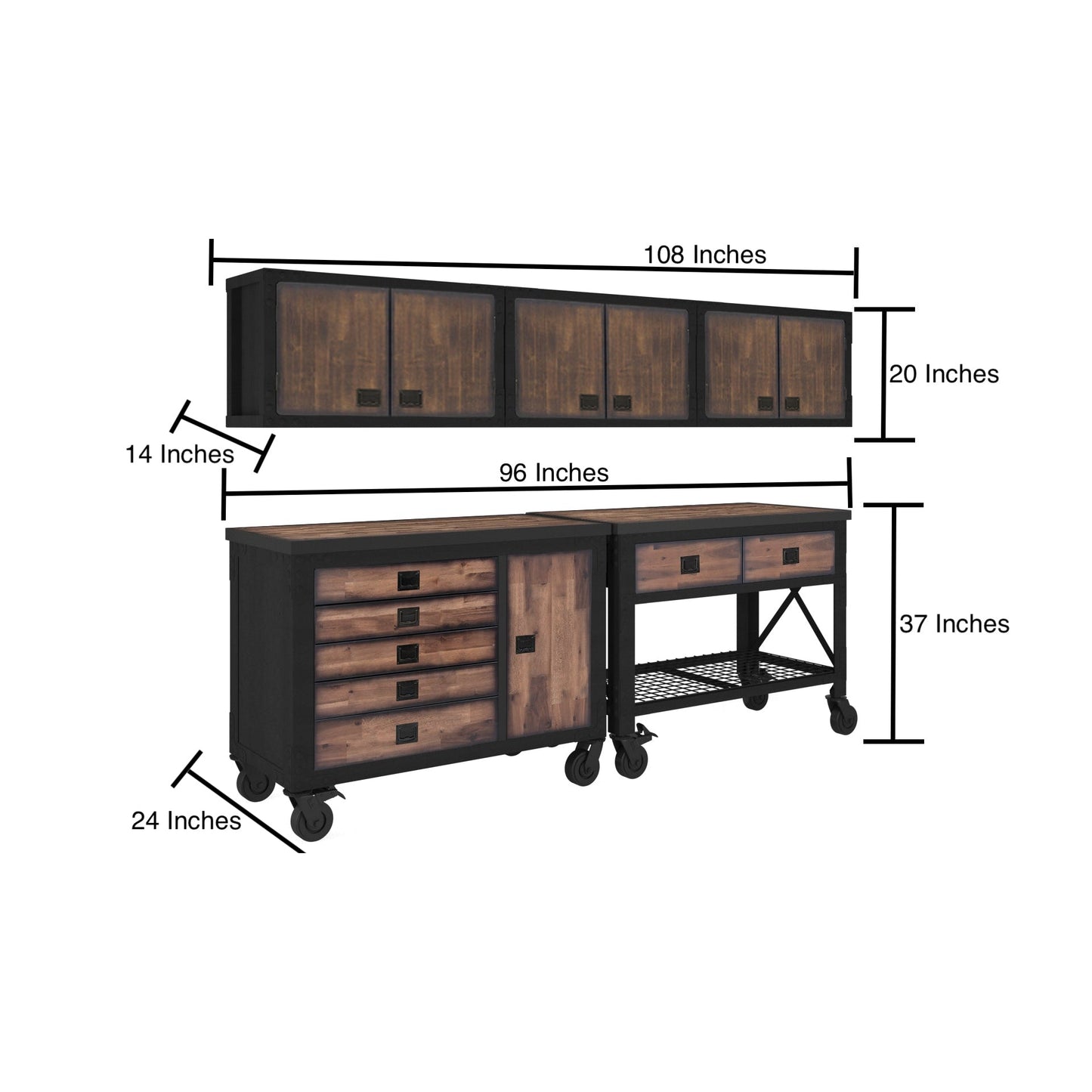 Duramax 5-Piece Garage Storage Combo Set w/ Workbench, Tool Chest and Wall Cabinets 5WBTC3WC dimensions and design