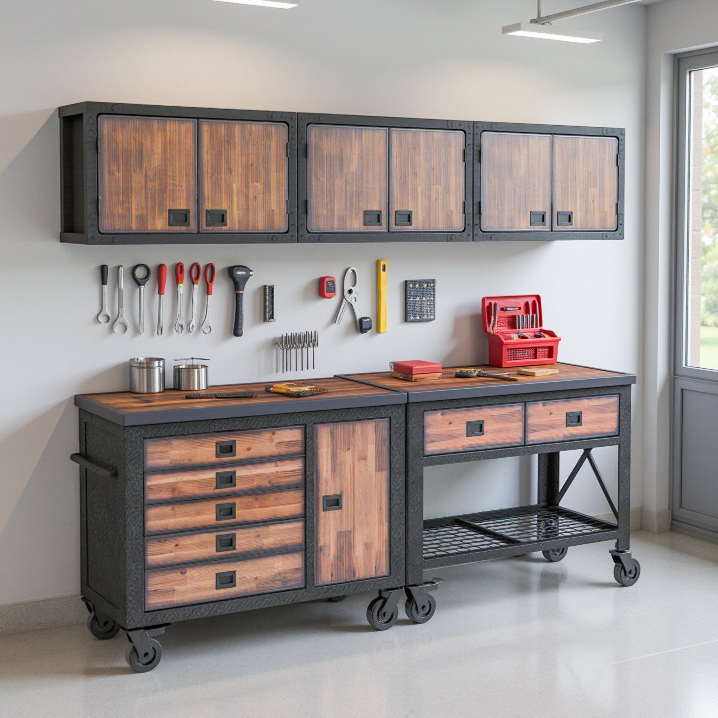 Duramax 5-Piece Garage Storage Combo Set w/ Workbench, Tool Chest and Wall Cabinets 5WBTC3WC