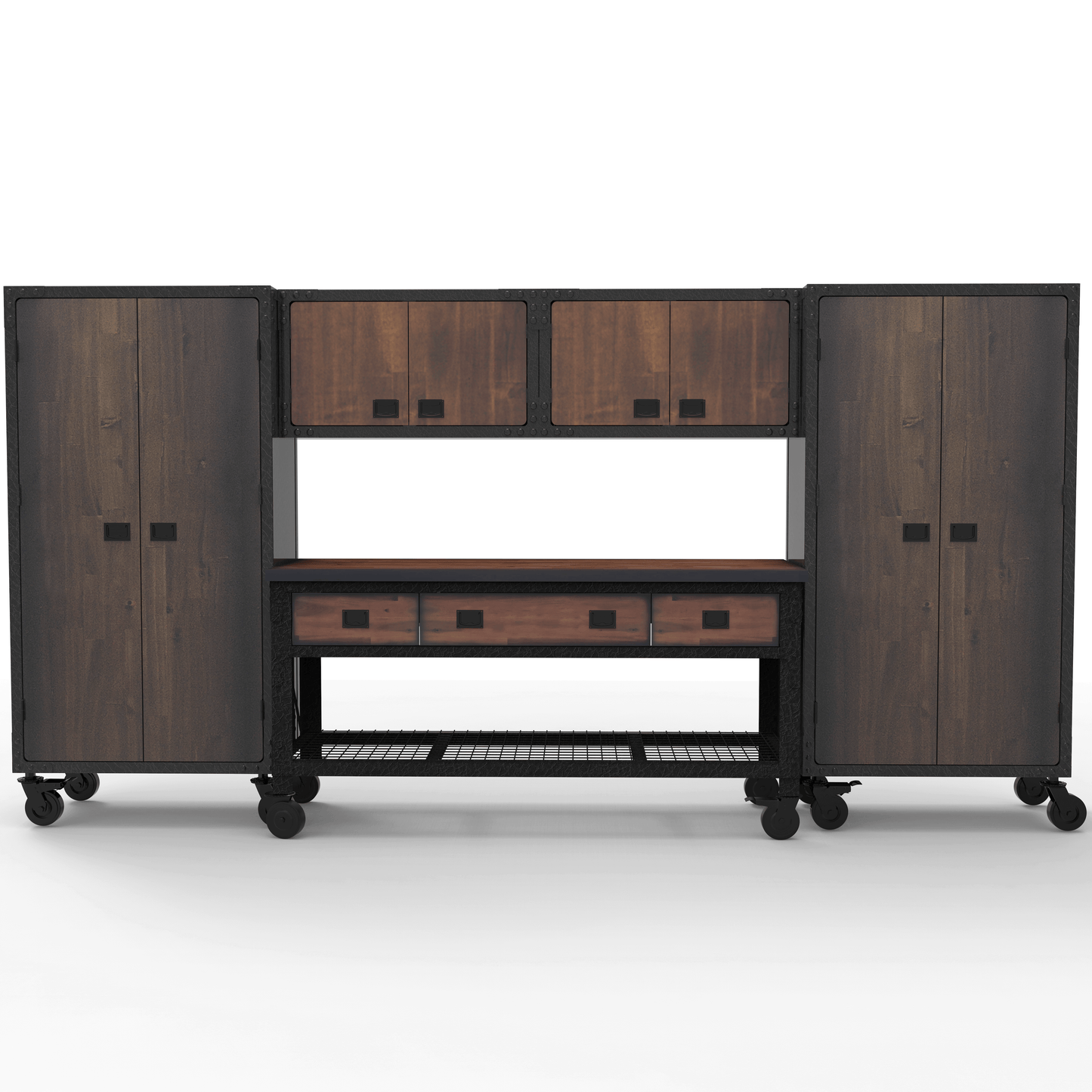 Duramax 5-Piece Garage Storage Combo Set w/ Workbench, Wall Cabinets and Free Standing Cabinets 5P1WB2WC2FC